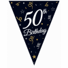 50 års fødselsdag – Vimpel sort med 30 flag - 28x270 cm