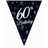 60 års fødselsdag – Vimpel sort med 30 flag - 28x270 cm