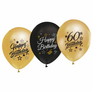 60 års fødselsdags balloner - 5 pr. pk. 30 cm